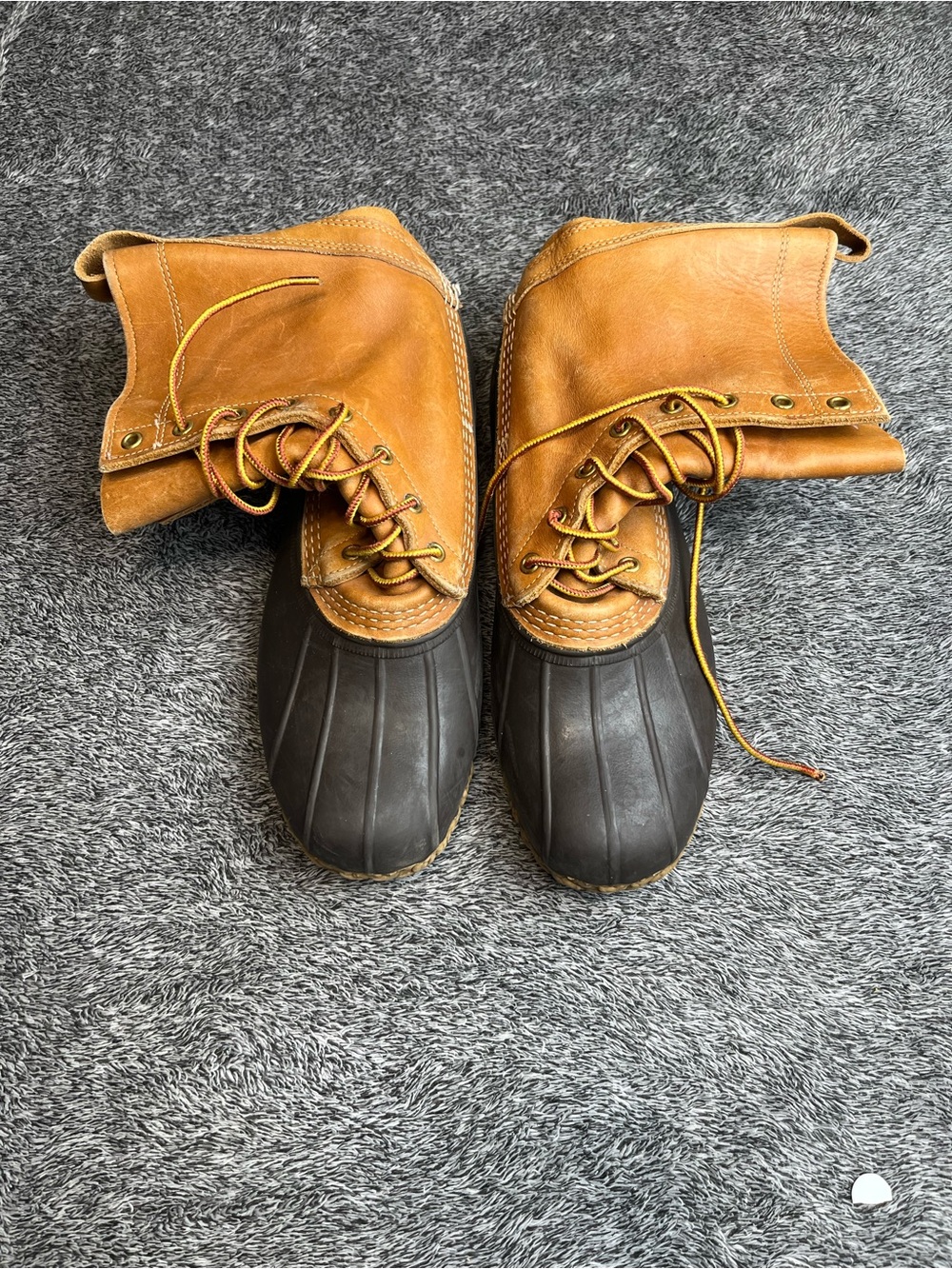 L.L. Bean Duck Boots Men’s size 10 Brown Leather Waterproof Main Hunting Shoes